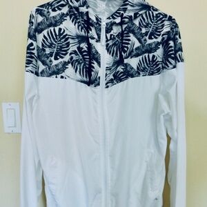 Soho Sport Lightweight Hooded White & Black Zip Up Jacket Women's XL Very good!